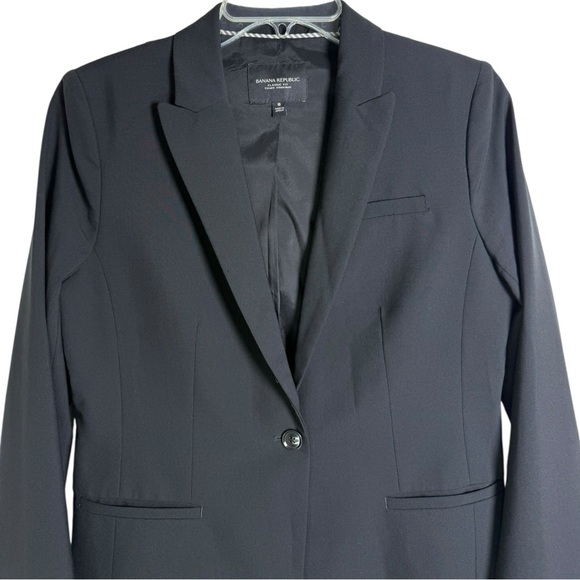 Banana Republic Italian Wool Blend Blazer Size 8 Black Classic Fit Washable - Picture 4 of 11